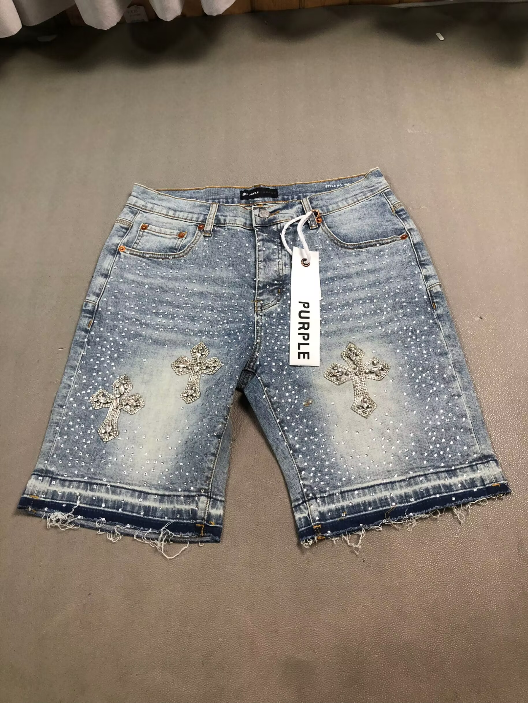 Purple Cross Jeans Shorts